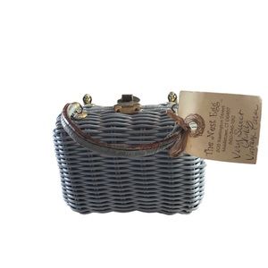 Vintage Baby Blue Basket Weave Mini Bag